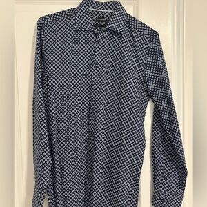 Elegant Navy Patterned Button Down Shirt